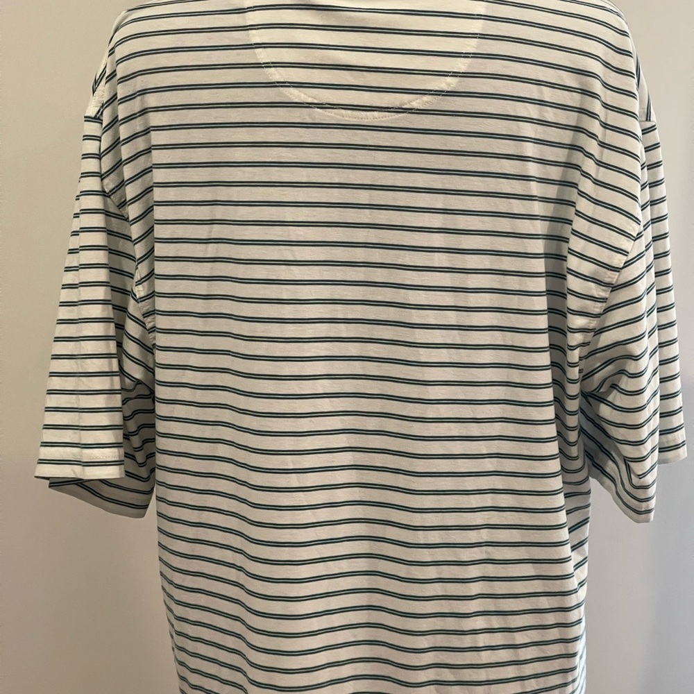 Oxford Golf L Striped Polo Shirt - Green and White‎ 417 - Picture 5 of 7